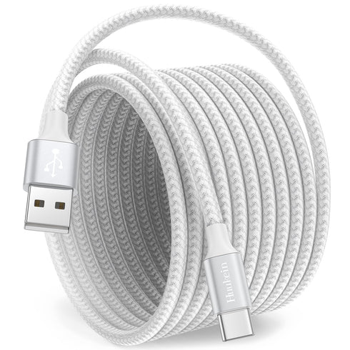 White USB C Charger Cable 10 ft, Long USB A to USB C Cable Fast Charging Cord Braided Compatible with iPhone 15 Pro Max Plus, for Samsung Galaxy S...