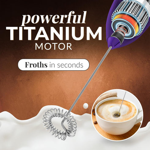 Zulay Kitchen Powerful Milk Frother Wand - Mini Milk Frother Handheld Stainless Steel - Battery Operated Drink Mixer for Coffee, Lattes, Cappuccin...