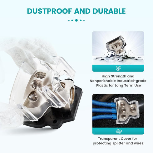 3 Way Power Distribution Block Zine-Alloy, 0/2/4 Gauge in 4/8 Gauge Out Auto Car Audio Distribution Connecting Block, 3 Way Ground Distribution Bl...