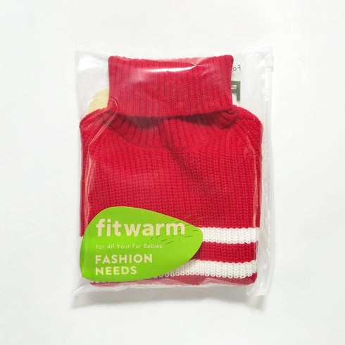 Fitwarm Dog Striped Knitted Sweater, Thermal Turtleneck Pet Coat, Dog Winter Clothes for Small Dogs Boy Girl, Cat Apparel, Red, Small...