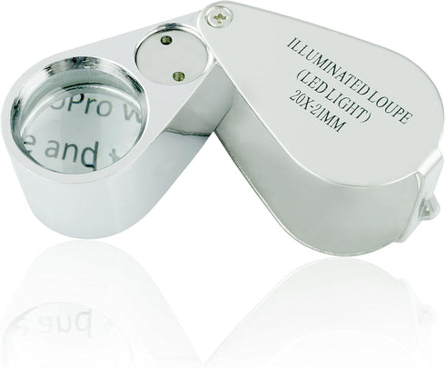 Loupe-LED Illuminated Jewelers Eye Loupe 20x, 21mm with Kare and Kind Retail Package(20x21mm)...