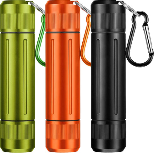3 Pieces Metal Container Portable Sealed Container Bottles Aluminum Alloy Case Waterproof Jar Travel Container with Key Chain for Outdoor Camping ...