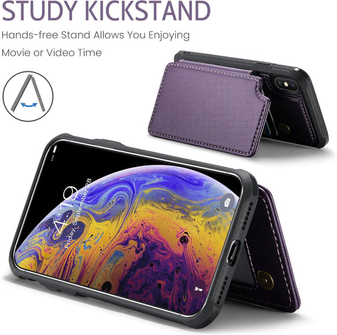 Asuwish Phone Case for iPhone Xs Max Wallet Cover with Screen Protector and RFID Blocking PU Leather Credit Card Holder Stand Cell Accessories i X...