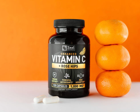 Vitamin C 1000mg with Rosehips (120 Capsules | 1000mg) Pure Vitamin C Capsules - Ascorbic Acid + Rose Hips for Powerful Immune System Support - Hi...