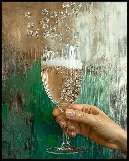 Posterizer 1 pcs-bubbly champagne-food and drinks poster-Kitchen & Bar Art Gift for Men Women Teens Art for Cafe, Restaurant, Coffee Bar - unfram...