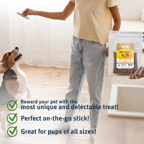 Mon Ami Beef Meat Sticks for Dogs with Farm Fresh Vegetables (11 Oz) – Human Grade Dog Treats with Superfoods - Training Treats for Dogs - Healthy...