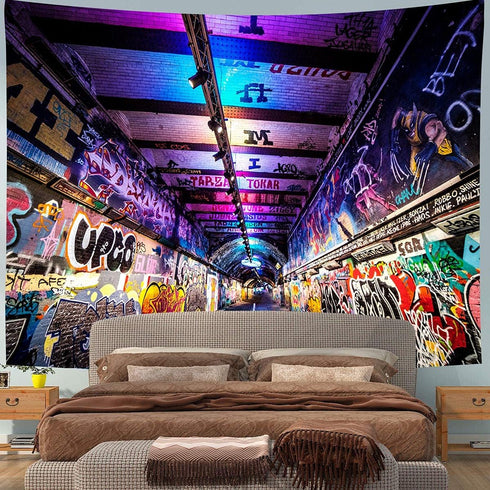 MEETSIOY Graffiti Wall Tapestry 80x60 Inches Street Creative Art Wall Art Hanging Decor GTLHMT1026...