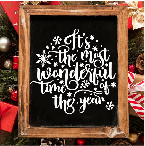 10Pcs Large Christmas Stencils for Painting on Wood, Reusable Merry Christmas Stencils Let It Snow Stencils Templates for Wood Sign DIY Crafts (10...