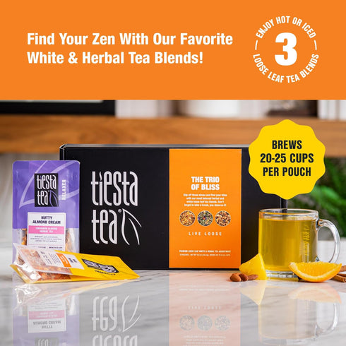 Tiesta Tea - Herbal Tea Gift Box, Loose Leaf, Medium to Non-Caffeinated Variety Pack, Make Hot & Iced, 3 Pouches of Assorted Blends with Herbal, W...
