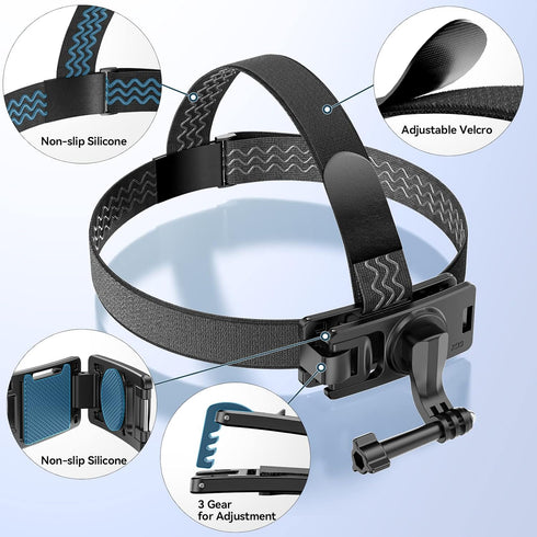 KDD Head & Backpack Strap Mount, 2 in 1 Adjustable Head Strap Mount, with 360° Rotation Camera Shoulder Mount Compatible with GoPro Hero 11/10/9/8...