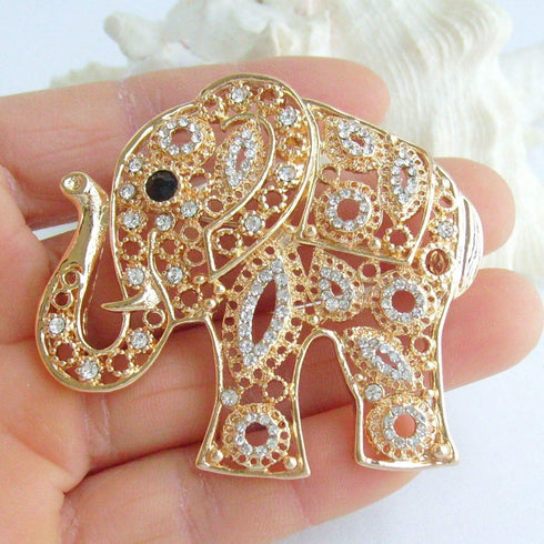 Sindary Unique Animal Elephant Brooch Pin Pendant Rhinestone Crystal BZ5102...