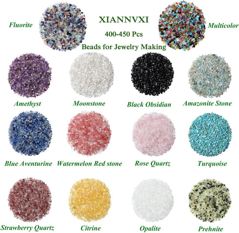 XIANNVXI Fluorite Crystal Beads for Jewelry Making 400 Pcs 5-8mm Stone Beads Loose Rocks Bead Irregular Gemstones Hole Drilled DIY Beads for Brace...