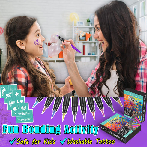 Jim&Gloria Temporary Tattoo Markers For Skin Fake Tattoo Pens Washable Face Paint Body Painting Art Gift for Girls Boys Adults Teen Trendy Stuff, ...