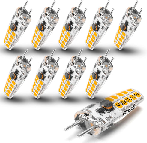 GY6.35 LED Bulb 2W Equivalent 20W Halogen Bulb 2700K Warm White AC/DC 12-24 Volt G6.35/GY6.35 Bi-Pin JC Type Bulb for Landscape Chandelier Under C...
