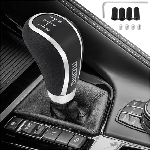 5 Speed Shift Knob with 4PCS Adapter,Leather Manual Gear Shifter Knob for Automotive Transmission,Universal Stick Shift Knob Car Accessories Inter...