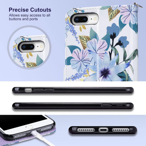 ULAK Wallet Case for iPhone 7 Plus/8 Plus, Premium PU Leather Flip Cover with Card Holder for Women, Kickstand Feature Protective Purse Case 5.5 I...