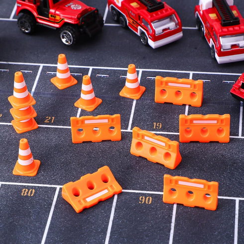 Gadpiparty 24pcs Mini Traffic Cones Plastic Fence Roadblock Signs Playset Construction Road Cones Tiny Marker Cones Roadblock Cone Models Educatio...