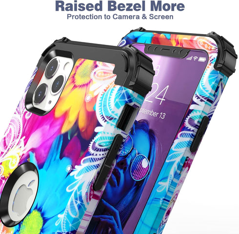 IDweel for iPhone 11 Pro Max Case with Tempered Glass, Hybrid 3 in 1 Shockproof Slim Heavy Duty Protection Hard PC Cover Soft Silicone Bumper Full...