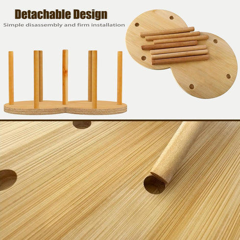 Round Wooden 2 Compartment Coffee Table Organizer, Cup Dispenser Countertop, Disposable Paper Cup Holder, Lid Organizer for Restaurant Countertop ...