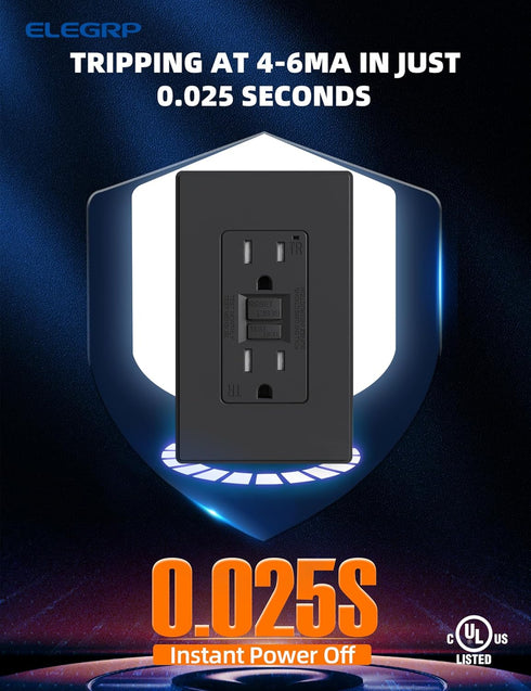 ELEGRP GFCI Outlet 15 Amp, Self-Test GFI Electrical Outlet with Thinner Design, TR Tamper Resistant GFCI Receptacle, Ground Fault Circuit Interrup...
