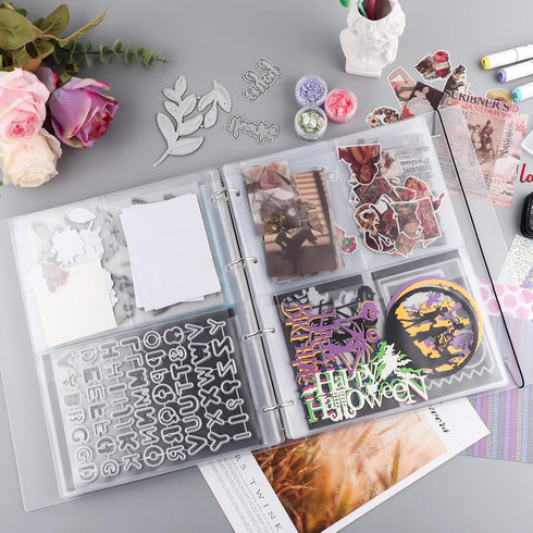 2PCS A4 4 Ring Binder Cover Clean Transparent Soft PVC for Refillable Notebook Shell withMatte surfaceforStamp & Die Storage Overall Size?Folded) ...