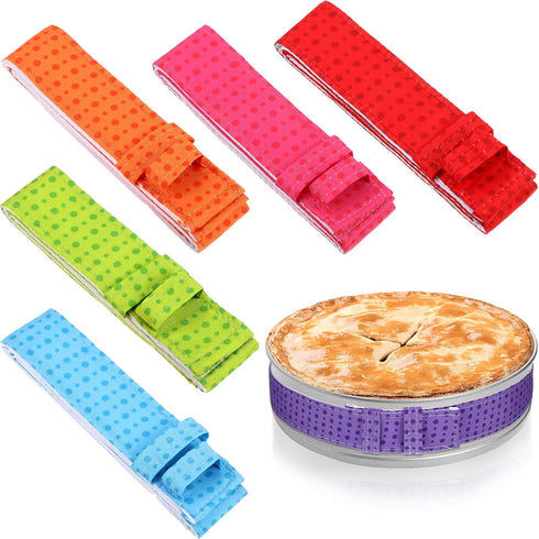6 Pieces Colorful Baking Even Strip Cake Pan Baking Strips Absorbent Thick Cake Strips Baking Tray Protection Straps for Home Kitchen Baking Suppl...