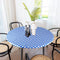 Sorfey Round Tablecloth -Fitted with Elastic, Vinyl with Flannel Back, Fits for Table 60 Inches Round,Water Proof, Easy to Clean, Checked Blue Des...