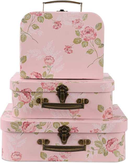 Set of 3 Paperboard Suitcases Storage Box Storage Gift Boxes With Lids for Photo Storage Home Decoration, Wedding, Birthday, Anniversary and New Y...