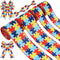4Rolls 20Yards Autism Awareness Wired Ribbon Colorful Puzzle Fabric Ribbon for Gift Wrapping Bow Wreath Making Craft Supplies, 2.5 Inch/1.5 Inch...