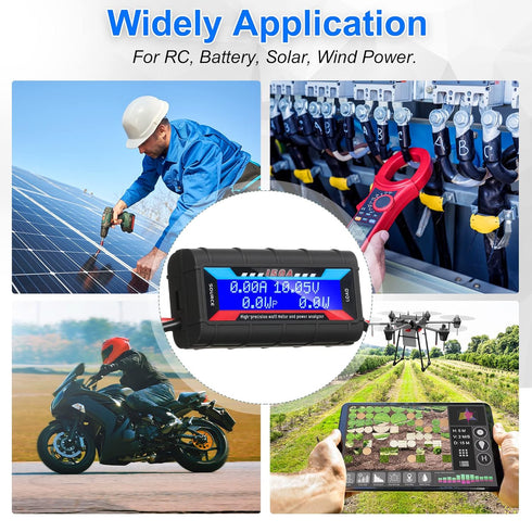 Yunsailing 2 Pcs High Precision Watt Meter Power Analyzer Battery Consumption Performance Monitor Power Monitor with Backlight Digital LCD Screen(...