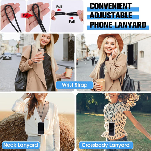 simarro Universal Cell Phone Lanyard, 2 Phone Chains with 4 Transparent Replacement Mobile Phone Straps Adjustable Nylon Neck Strap for All Smartp...