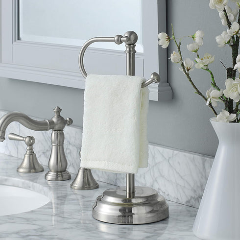 SunnyPoint Heavy Weight Classic Decorative Metal Fingertip Towel Holder Stand for Bathroom, Kitchen, Vanity and Countertops. (Brush Chrome, 13.5" ...