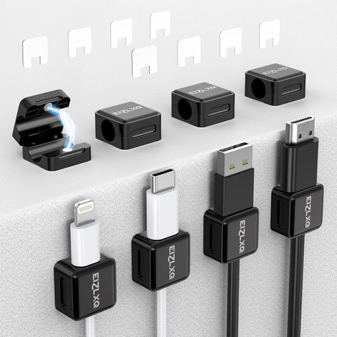 Magnetic Cord Organizer Holder,EIZLXQ 8 Pack Under Desk Cable Management,Adhesive Magnetic Cable Clips for Home Office Desk Phone Car Desktop Nigh...