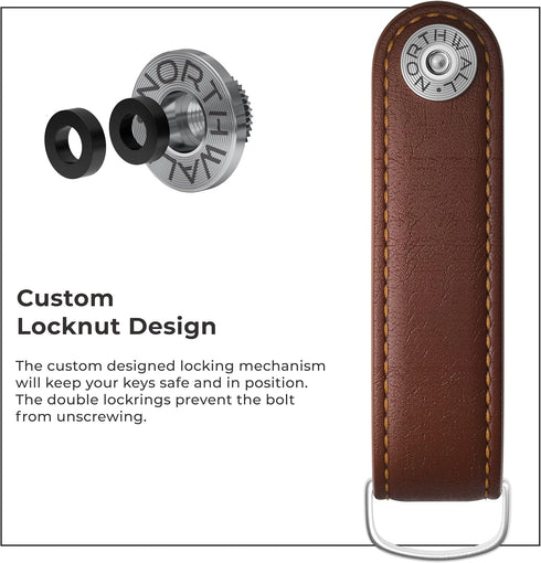 Northwall Key Organizer Keychain, 100% Italian Leather Compact Key Holder, Secure Locking Mechanism, Holds up to 7 Keys, (ThorKey Brown)...