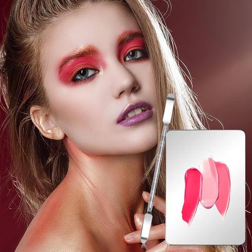 Makeup Mixing Palette Stainless Steel Foundation Palette with Spatula Professional Cosmetic Palette for Mixing Foundation Eye Shadow Nail DIY Art...