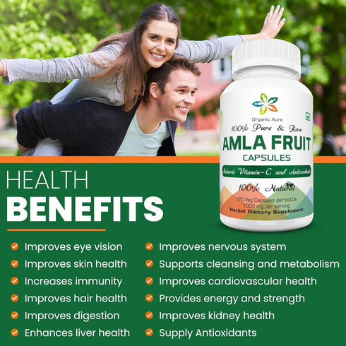 AMLA Capsules. 1000mg per Serving, 120 Veg Capsules. Natural Vitamin C and Antioxidants. Raw Whole Superfood. All Natural, Fresh and Original. No ...