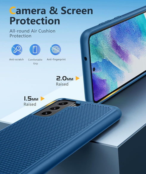 JXVM for Samsung Galaxy S21 FE Case: Dual Layer Protective Heavy Duty Cell Phone Cover Shockproof Rugged with Non Slip Textured Back - Military Pr...