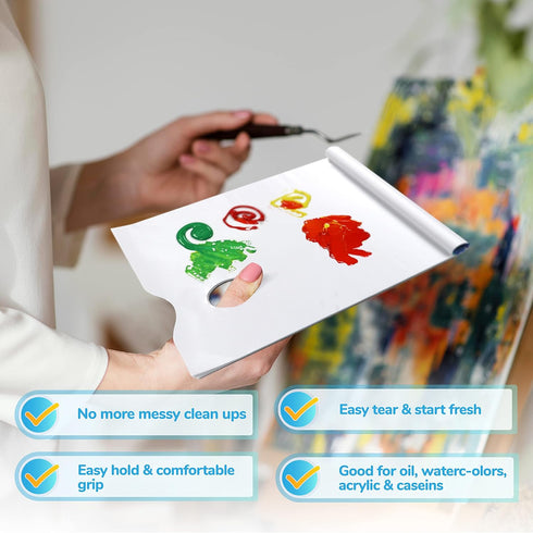 Bellofy 2X Palette Paper Artist Palette - Start Fresh with Disposable Paint Palette - 9x12 in Oil Paint Palette - Palette for Acrylic Painting for...