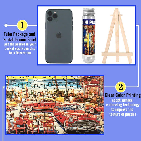 Small Jigsaw Puzzles for Adults 150 Pieces Vintage American illustration Mini Jigsaw Puzzles Oil Painting Challenging Mini Puzzles Tiny Jigsaw Puz...