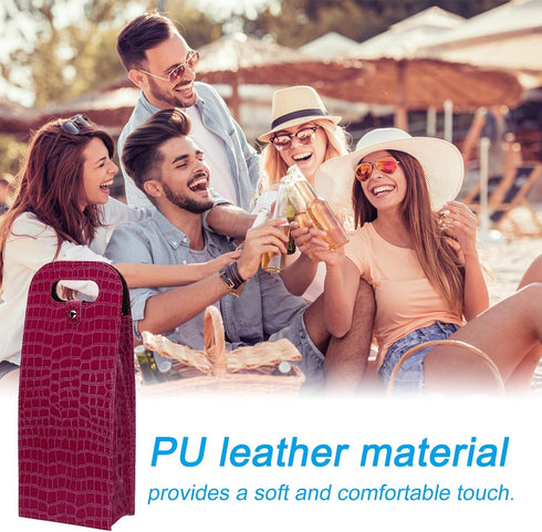 PATIKIL 2 Bottle Wine Gift Bag, Wine Bag Reusable Leather Wine Tote Carrier for Wine Bottles Portable Champagne Gift Bags for Picnic Party Wedding...