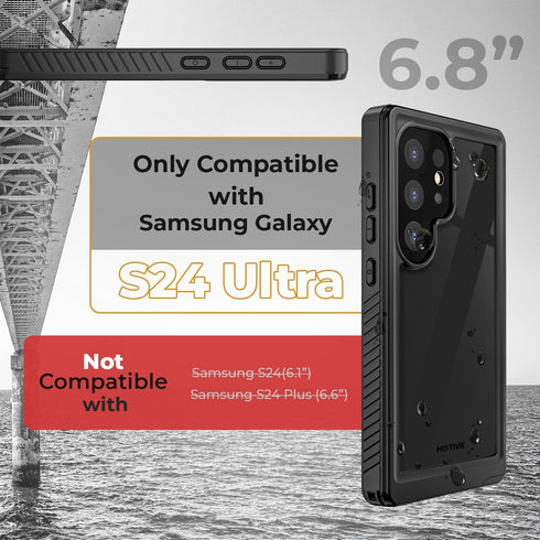MOTIVE Designed for Samsung Galaxy s24 Ultra Waterproof Case, Built-in Lens & Screen Protector, 12 FT Military Grade, Full Shockproof, Dustproof, ...