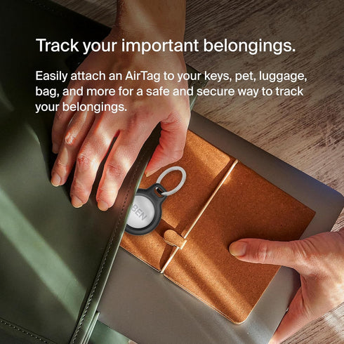 Belkin Apple AirTag Secure Holder with Key Ring - Durable Scratch Resistant Case With Open Face & Raised Edges - Protective AirTag Keychain Access...