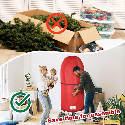 Christmas Tree Cover with Adjustable Straps, Durable Upright Xmas Tree Storage Bag with Zipper & Drawstring for up to 6 Foot Artificial Tree Stand...