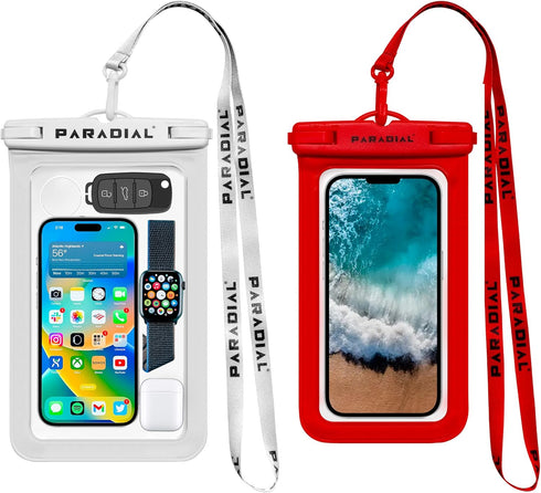 2 Packs Waterproof Cell Phone Cases with Lanyards - IPX8 Dry Bag Large & Standard Holders. Water Activity Phone Pouch for iPhone 15 Pro Max & Othe...