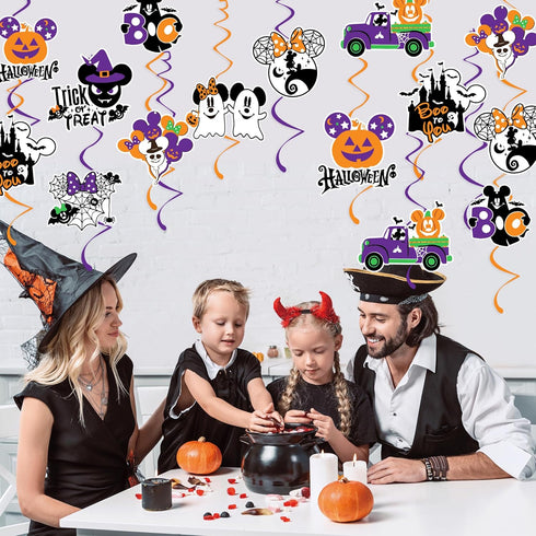 36Pcs Mouse Halloween Decorations Hanging Swirl, Mouse Theme Halloween Party Supplies Halloween Foil Swirl Ceiling Hanging Decor for Halloween Bir...