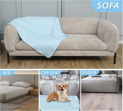 Pet Cooling Blankets & Sleeping Mat- Reversible Washable Durable Dog Bed Cover, EZ Clean. Perfect Indoors, Outdoors or in The Car.(Large, Blue-Blu...