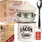 Bacon Grease Container with Strainer - With Food-Grade Silicone Spatula, 24oz Enamel Rustic Farmhouse Fat Container, Keeper, Recipes, Dishwasher S...