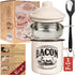 Bacon Grease Container with Strainer - With Food-Grade Silicone Spatula, 24oz Enamel Rustic Farmhouse Fat Container, Keeper, Recipes, Dishwasher S...