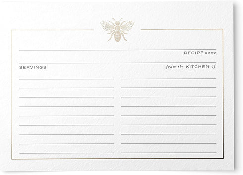 50 Gold Foil Bee Recipe Cards from Dashleigh, 4x6 inches, Double-Sided...