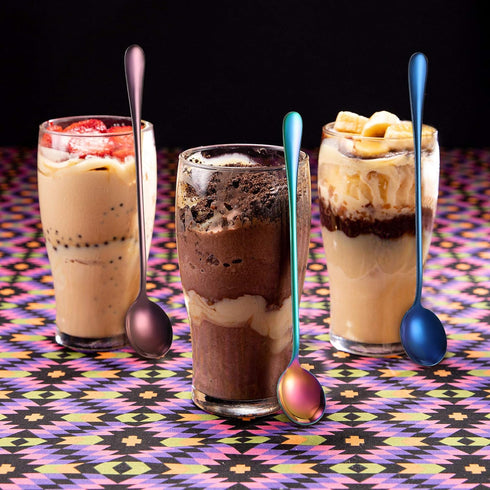 8 Pieces Long Handle Tea Spoon Stainless Steel Coffee Mixing Spoons Teaspoon for Mixing, Cocktail Stirring, Coffee, Milkshake, Cold Drink, 7.48 In...